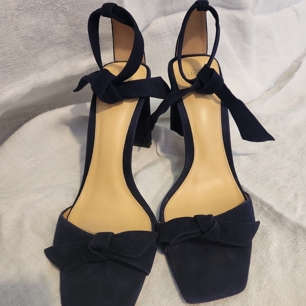 Alexandre Birman Navy Suede Clarita Sandals Ankle Ties sz 36 in Beautiful Shape